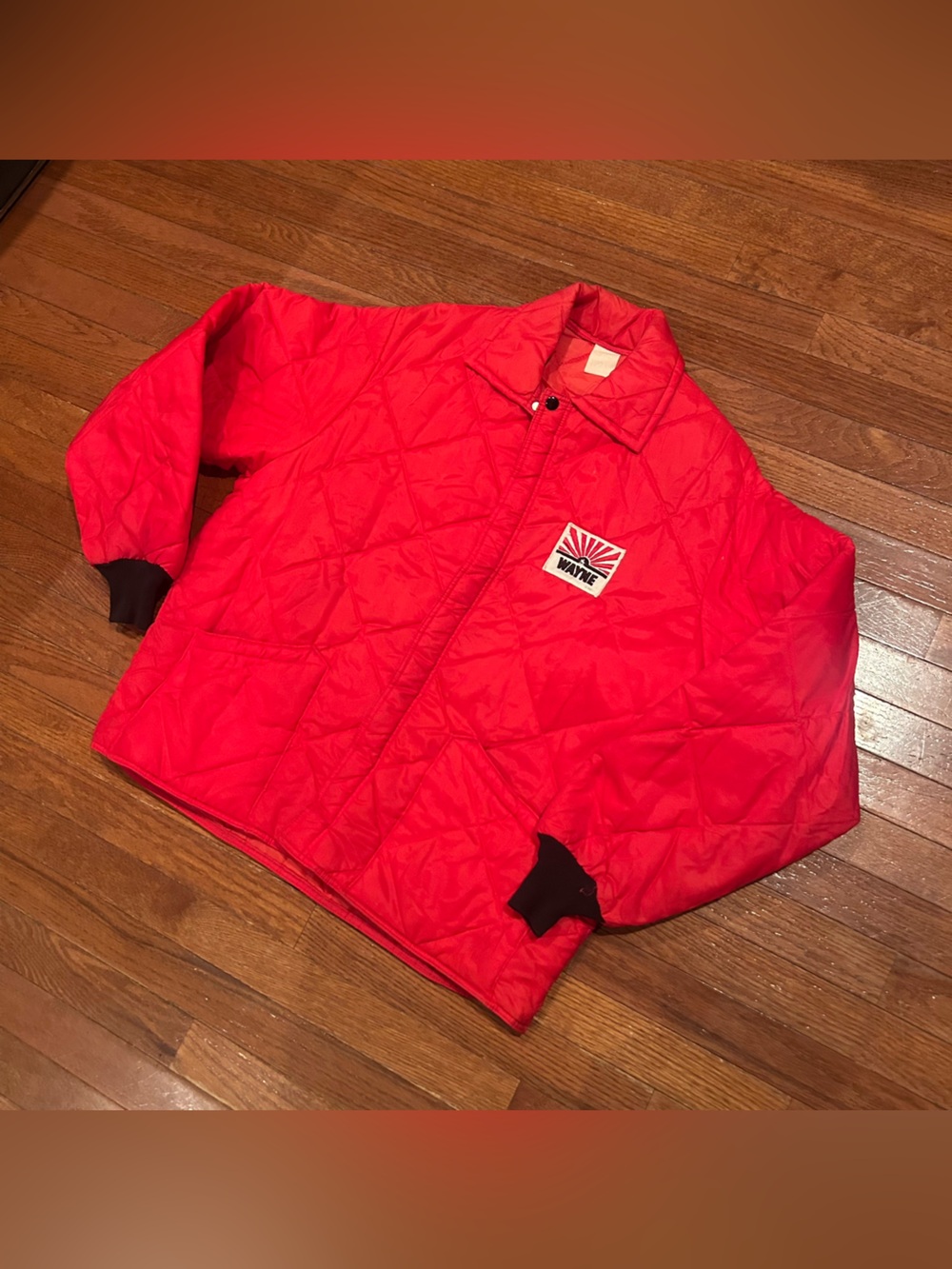Vintage TAMARACK Red Quilt Insulated Farmer's Work Jacket w/Wayne Seed Patch